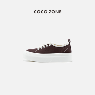 厚底圆头帆布鞋 COCO 简约撞色系带休闲鞋 刘11 CC2B1094 ZONE