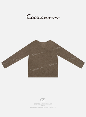 COCO ZONE刘一一【莱赛尔混纺】层次感剪刀领毛织上衣CD2A1303