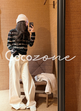 COCO ZONE 刘 一一“冰岛费尔岛”羊毛混纺单排扣羊毛衫 CD2A3315