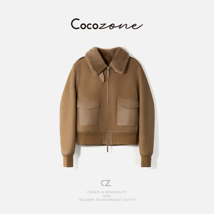 琥珀 刘一一 100西班牙进口羊毛革翻领皮草CD2A2460 ZONE COCO
