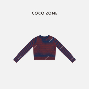 ZONE 针织衫 刘11 条纹撞色通勤风百搭长袖 CC1D2558 时尚 COCO