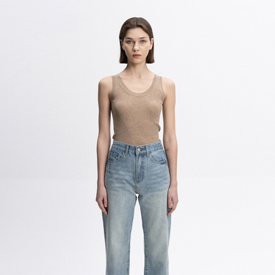 COCOZONE圆领纯色显瘦针织背心