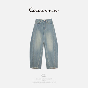 ZONE 侧边弧拼接做旧牛仔裤 刘 怀旧牛仔 CD1A1677 一一 COCO