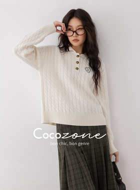 COCO ZONE 刘11 早秋氛围穿搭BC polo100羊毛经典简约毛织上衣