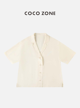 COCO ZONE 刘11 短袖衬衫翻领设计修饰脖颈线条衬衣 23C29193