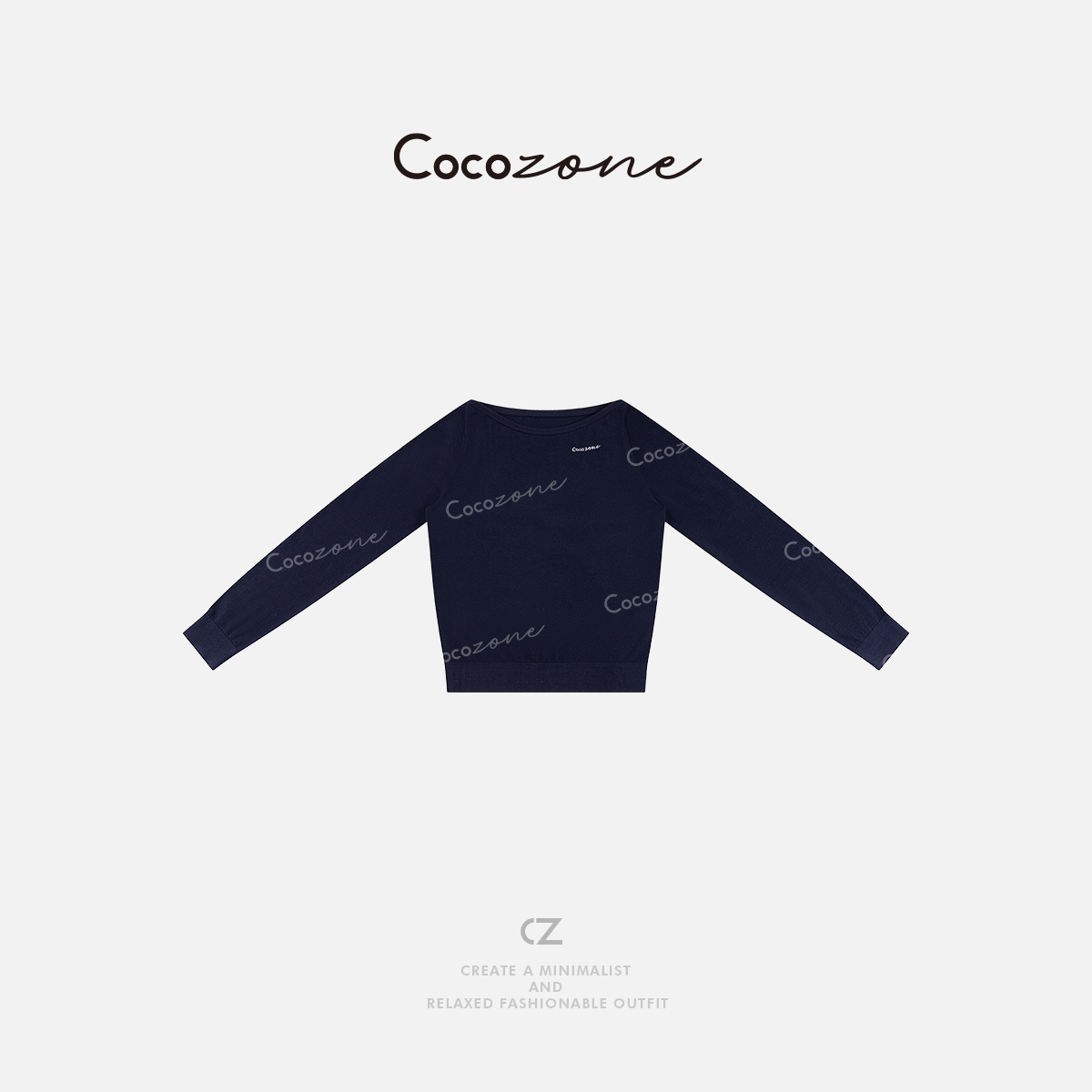 COCO ZONE 刘一一 春季100绵羊毛一字肩字母长袖针织衫CD1A0031