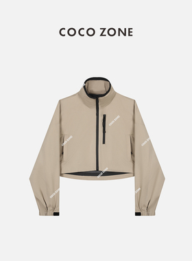 COCO ZONE&刘11100棉%春秋款立领冲锋衣拉链休闲短外套23C29516