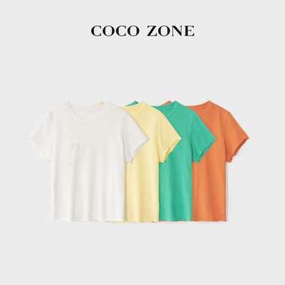 COCO ZONE刘一一口袋T【100棉】26夏季圆领基础款T恤CF1B0864