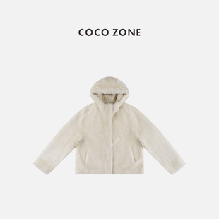 COCO ZONE 刘一一 冬季小香风皮毛一体保暖连帽皮草CC2D2931