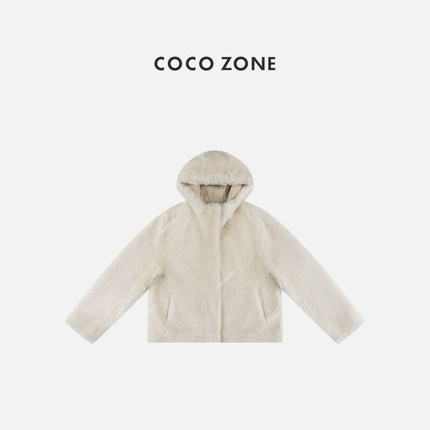 COCO ZONE 刘一一 冬季小香风皮毛一体保暖连帽皮草CC2D2931