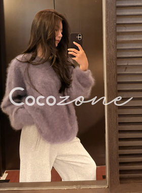 COCO ZONE 刘 一一 玻尿酸26支100山羊绒纯色圆领羊绒衫 CD2A3233