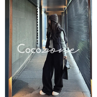 必买裤 简约收腰卫裤 冬季 COCO 直筒休闲裤 刘一一 纯色修身 ZONE