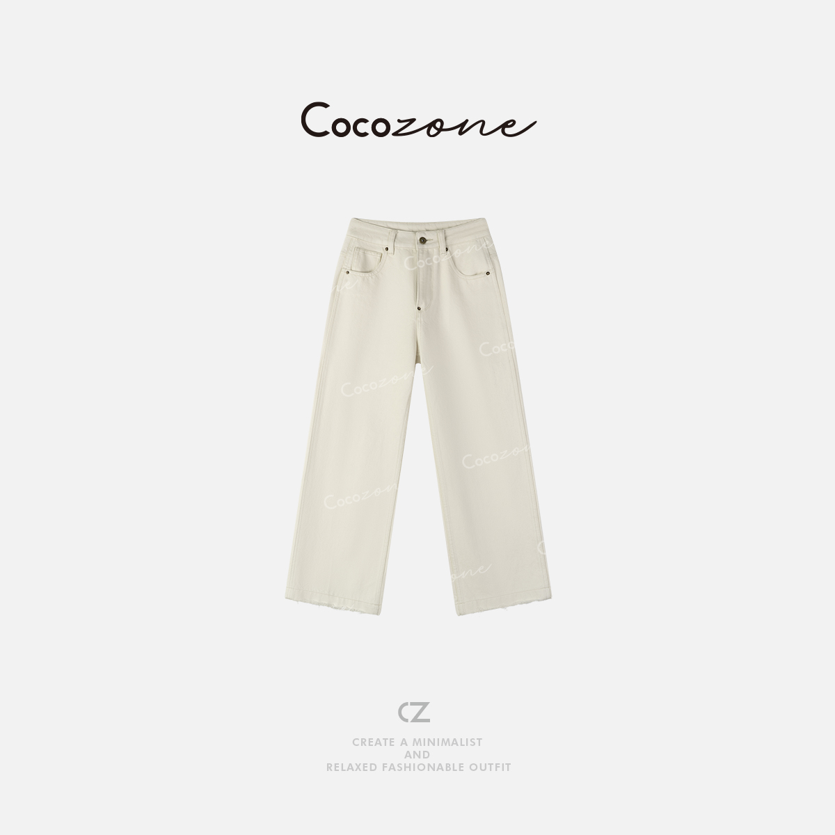COCO ZONE 刘一一 100棉春季水洗显瘦设计感直筒牛仔裤CD1A0187