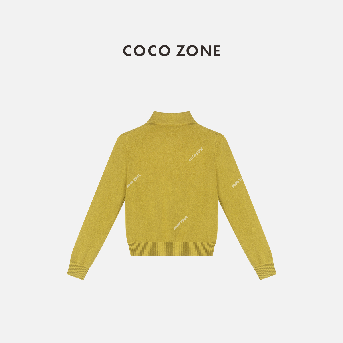 COCO ZONE 刘一一 100绵羊毛简约polo领毛针织开衫毛衣女CC1C1883