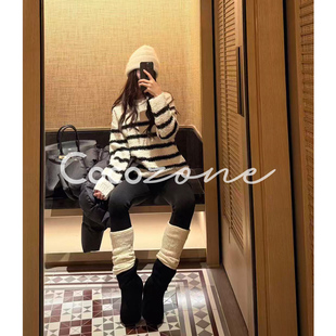 ZONE 圆领条纹毛衣 刘 绵羊毛莱赛尔混纺 CD2A3014 一一 COCO