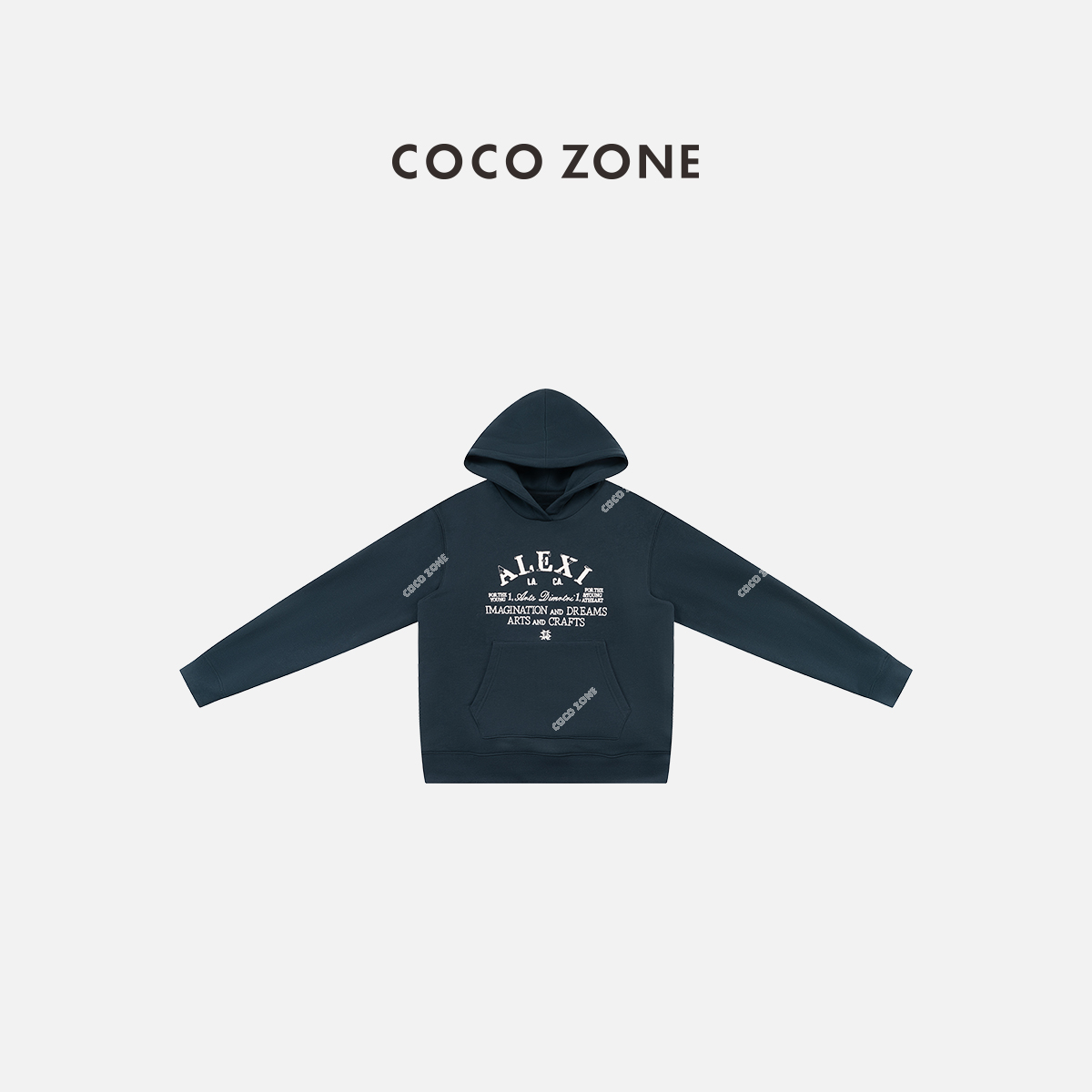 COCO ZONE 刘一一 100棉秋季套头字母宽松连帽加绒卫衣CC1D2502