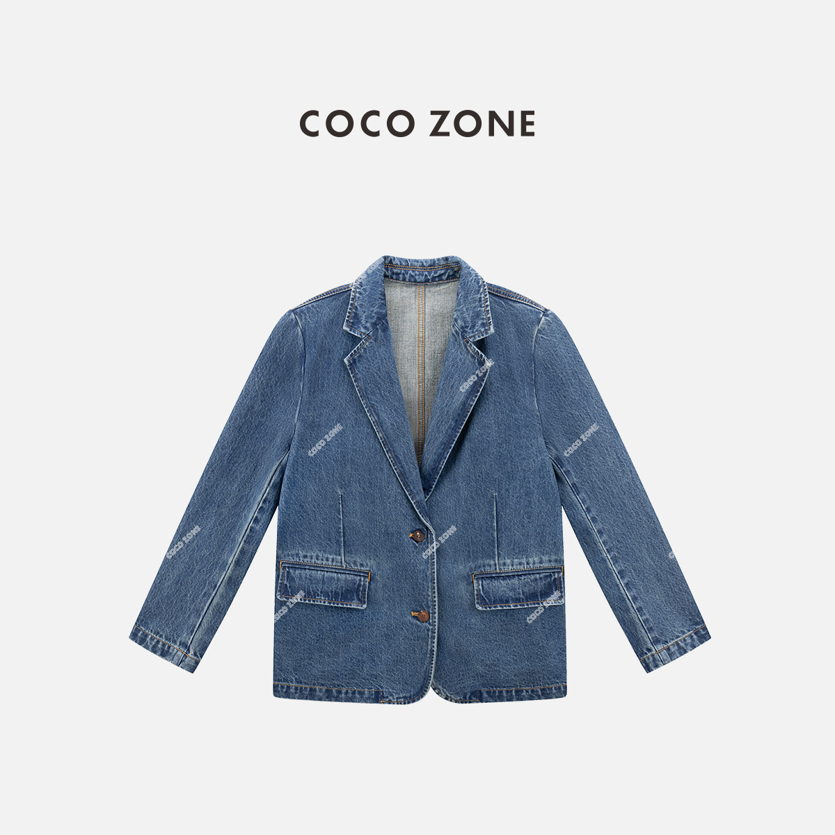 COCO ZONE 刘11"肯豆西服"复古休闲牛仔两粒扣设计外套CC1C1709