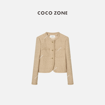 COCOZONE小香风圆领开衫外套