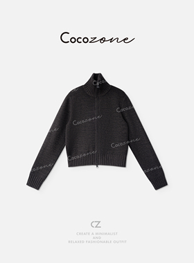 COCO ZONE 刘一一  拉链立领简约质感毛织上衣 CD2A1736