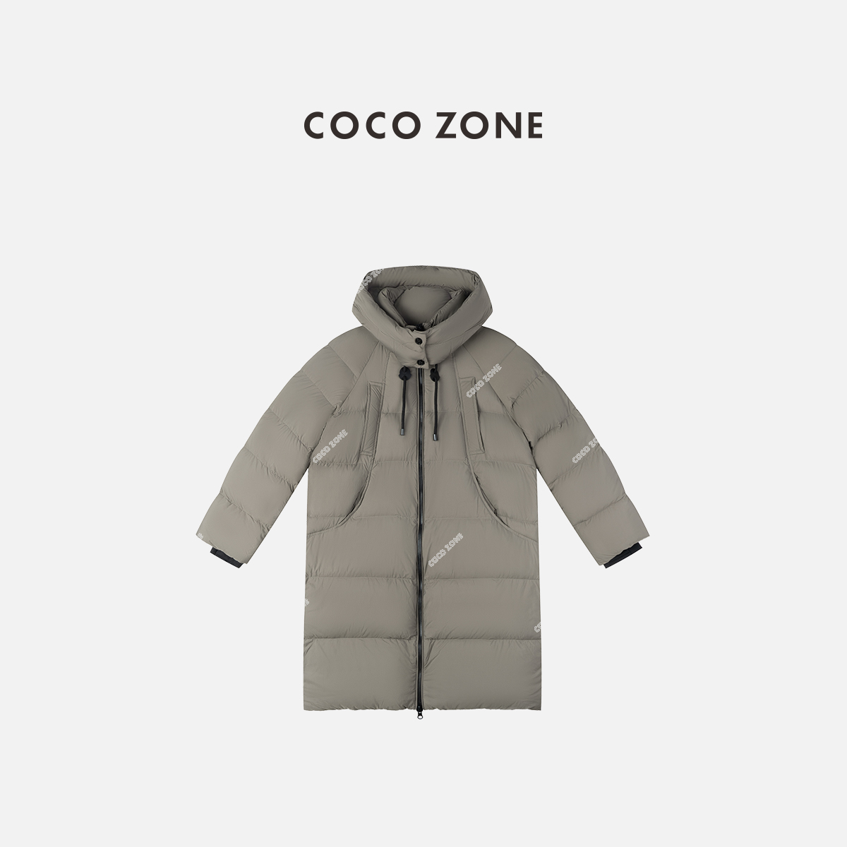 COCO ZONE 刘一一 秋冬90鹅绒立领连帽长款羽绒服CC2D2772