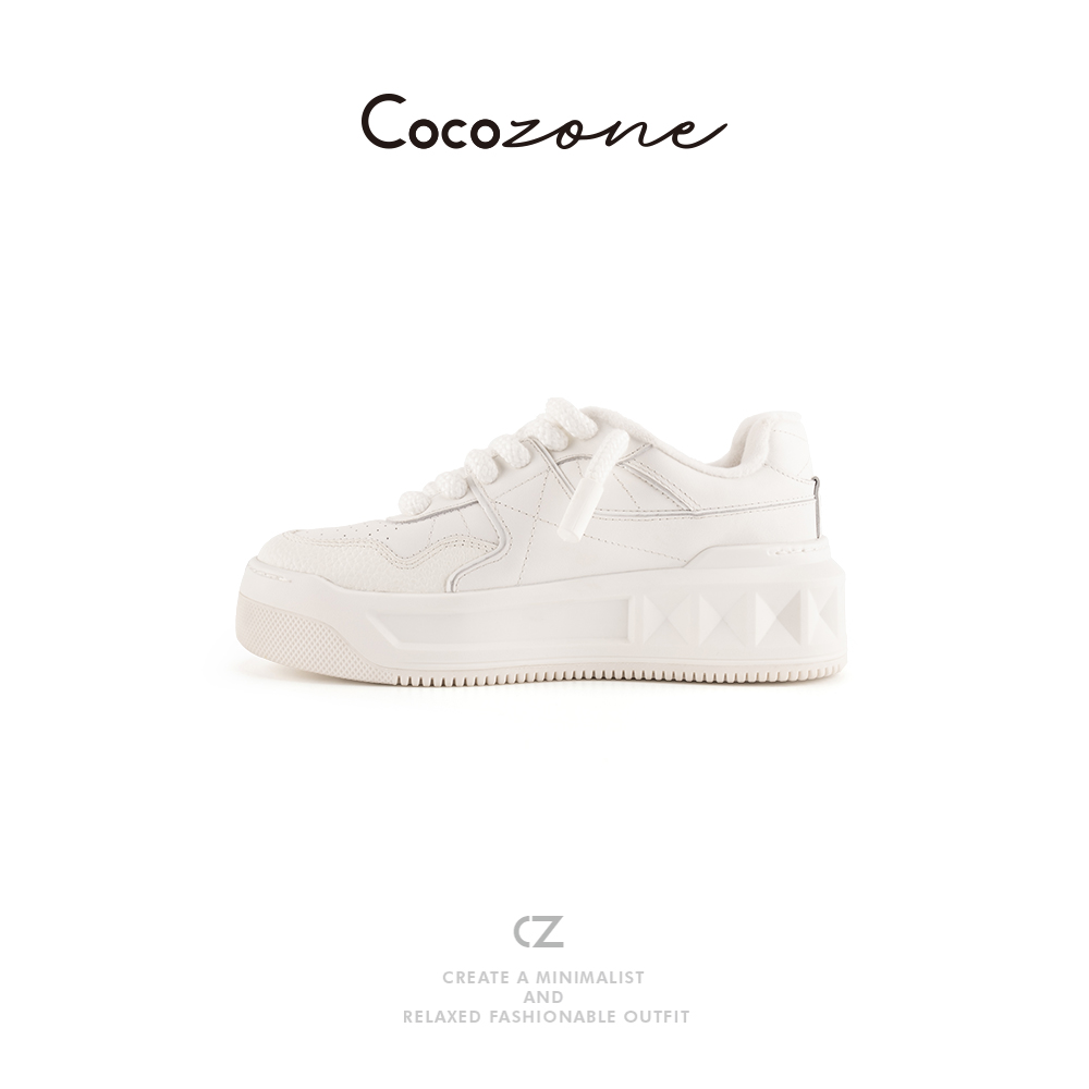 COCO ZONE 刘 一一 质感皮革纯色系带休闲鞋 CD2A2829