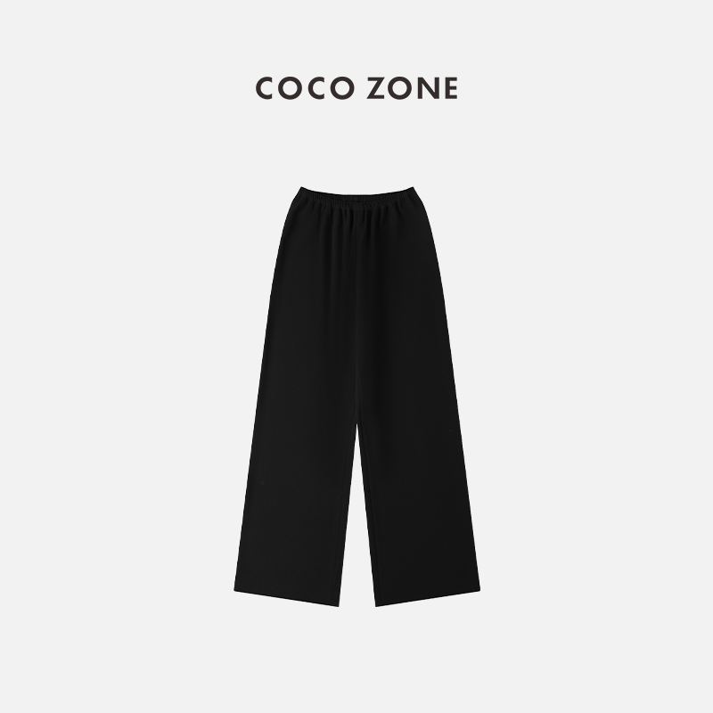 COCOZONE直筒黑色休闲裤