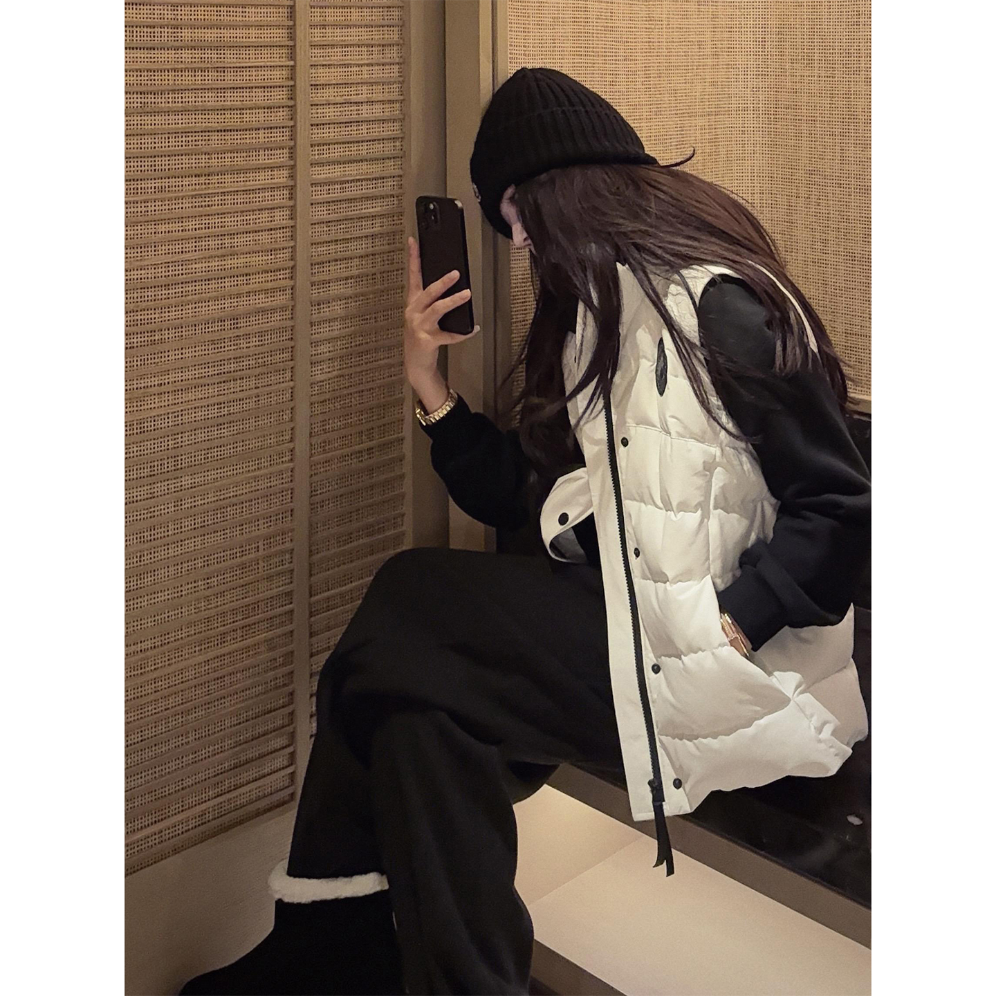 COCO ZONE 刘11 “加拿大的雪夜”90鹅绒复古鹅绒马甲CD2A2607