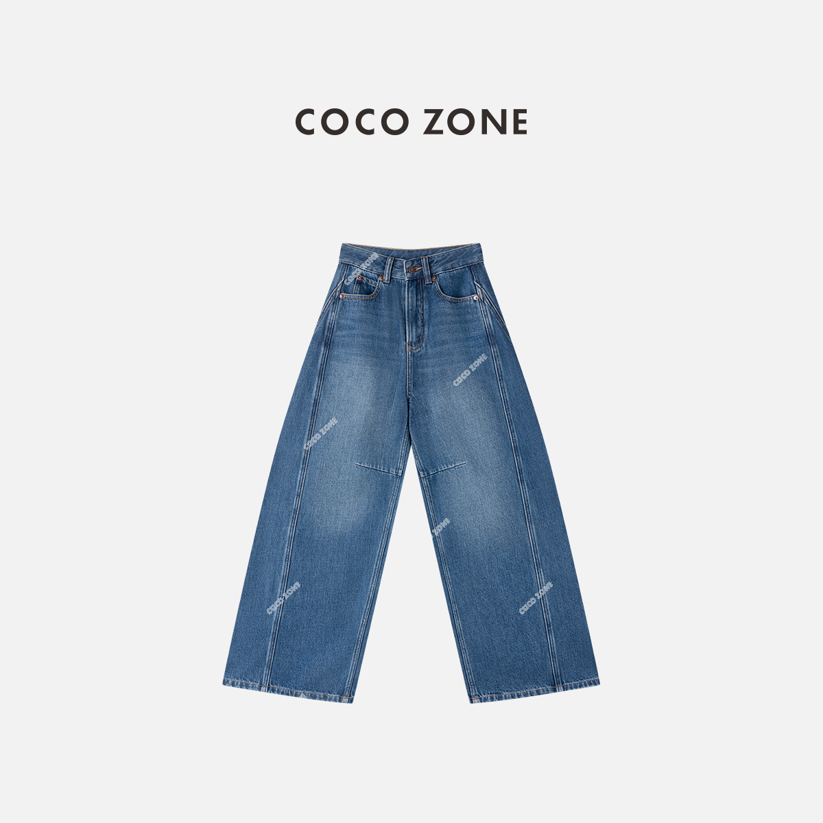 COCO ZONE 刘一一 冬季加绒显瘦设计感保暖直筒牛仔裤CC2D2755