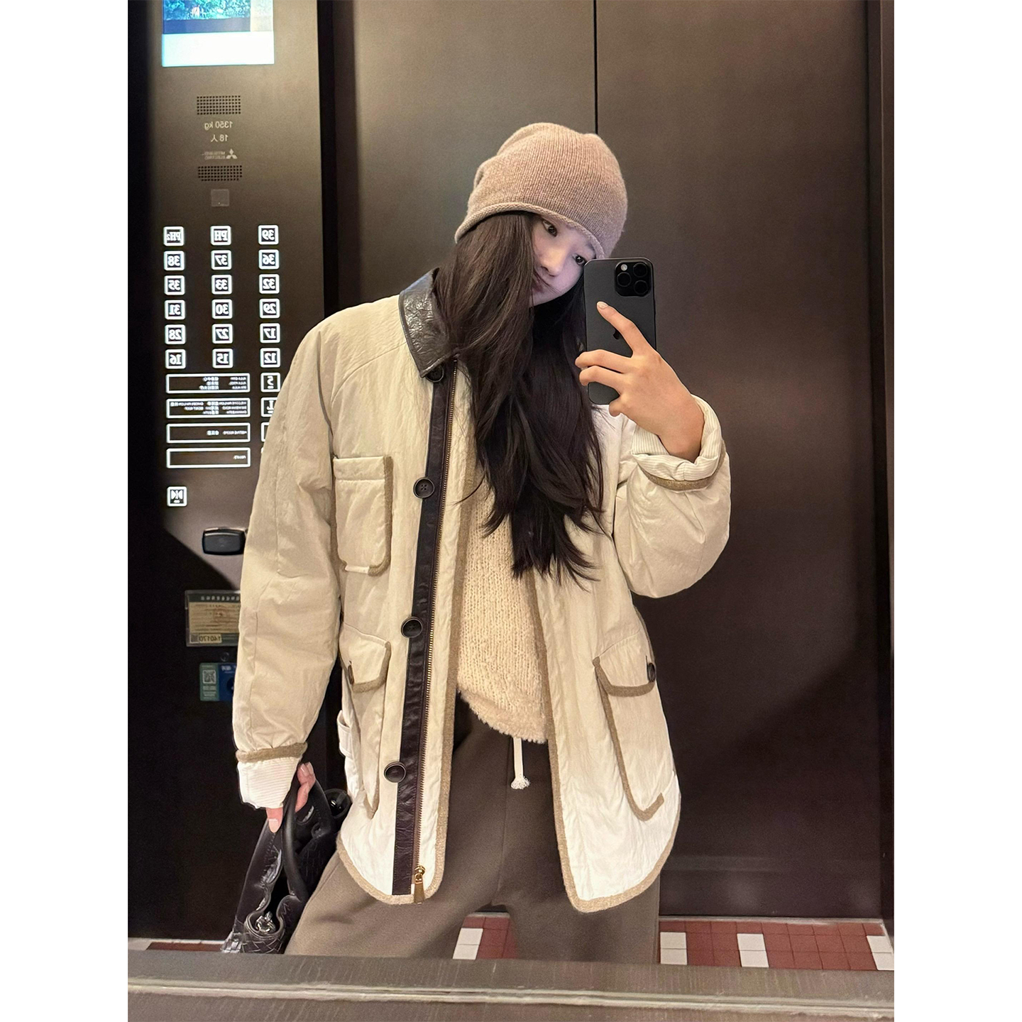 COCO ZONE 刘11  “晚冬”复古多口袋翻领拼接外套 CD2A2559