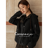 ZONE 刘一一 花纱大衣 COCO 绵羊毛混纺连帽口袋外套 CD2A2412