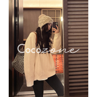 ZONE 竖条纹钩花毛织上衣 刘 数字毛衣 CD2A2858 一一 COCO