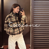 羊毛混纺立领方格纹外套 COCO CD1A1862 一一 彩格 ZONE 刘