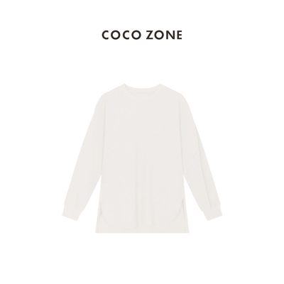 COCO ZONE 刘一一 100%棉早春长袖打底衫下摆宽松T上衣23C19459