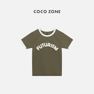 T恤设计感字母百搭显瘦上衣CC1B1160 撞色圆领短袖 COCO ZONE夏季