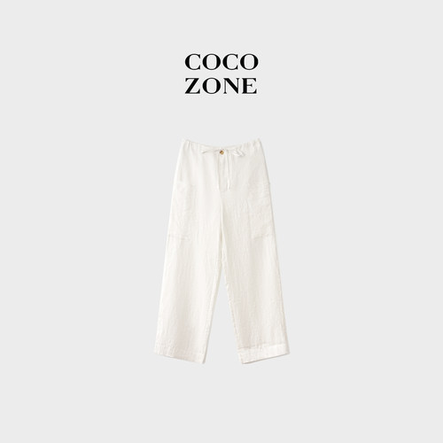 COCO ZONE刘一一摩登都市【100亚麻】26夏款纯色休闲裤CF1A0866