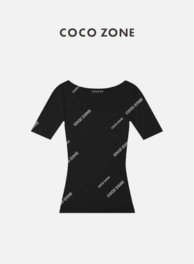 COCO ZONE 刘一一 100%羊毛宽圆领舒适短袖针织打底T恤 23C18520