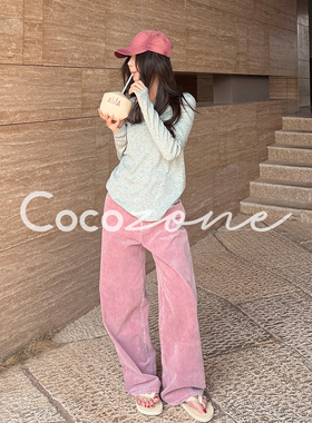 COCO ZONE 刘 一一“果粉”26早春灯芯绒斑驳纹理休闲裤 CF1A0213