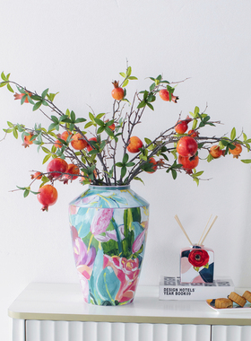现代欧式田园油画玫瑰陶瓷花瓶茶几玄关餐桌高档插花装饰摆饰
