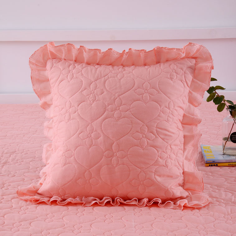 韩版夹棉加厚蕾丝花边靠垫套抱枕沙发套床头靠枕套方垫枕芯套2只