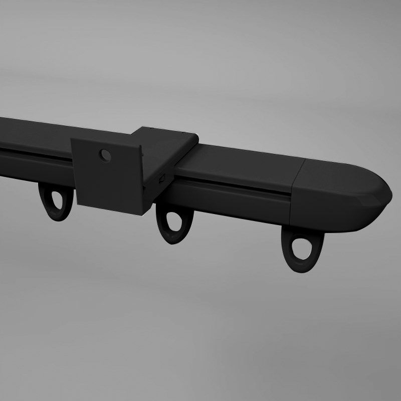 窗帘轨道挂钩式滑轨静音超薄侧装顶装滑道导轨杆铝合金黑色路轨飘