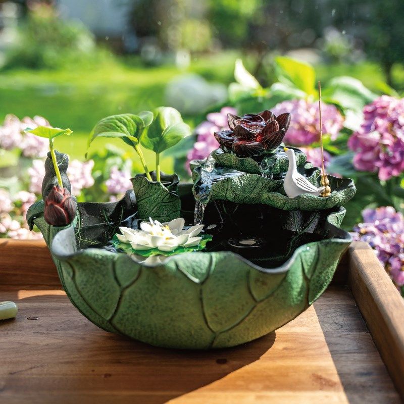 中式荷花盆景景观桌面流水摆件循环水客厅喷泉室内小型鱼缸,家居饰品,流水摆件,淘宝优惠券,粉丝福利购,淘宝优惠卷