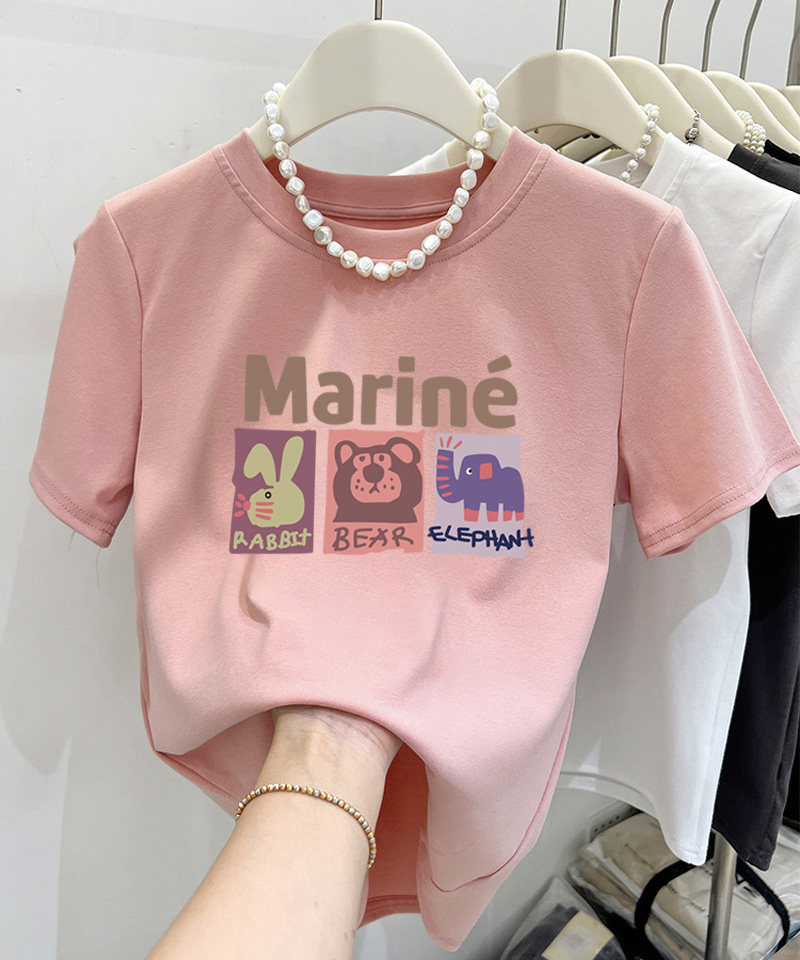 2026新款正肩纯棉短袖t恤女时尚百搭洋气减龄显瘦藕粉色上衣夏季