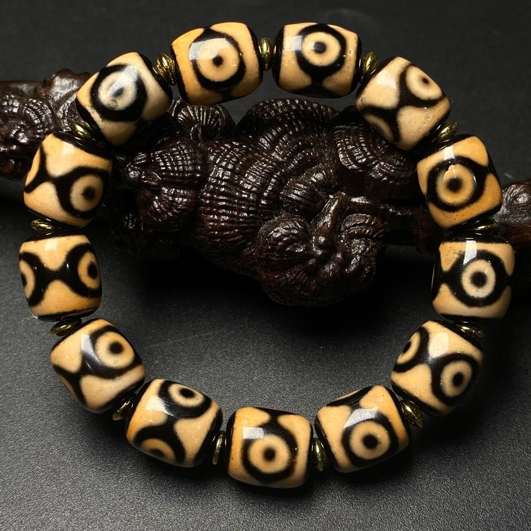 藏式精品老玛瑙天珠手串单圈男女同款复古民族风手链手饰品