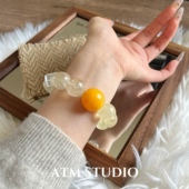 珍藏版 柠檬雪宝溏心黄玛瑙黄水晶招财水晶手串天然柠檬晶多宝手链