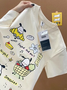 趣味卡通印花短袖t恤女夏季新款可爱韩版宽松学生纯棉上衣服ins风