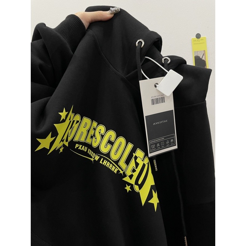 美式重磅宽松连帽加绒加厚卫衣