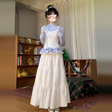 法式蓝色假两件长袖连衣裙子早春2025新款女装高级感超火穿搭套装