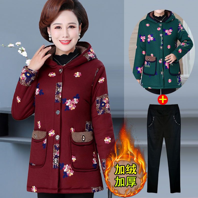 中老年棉衣女中长款老人