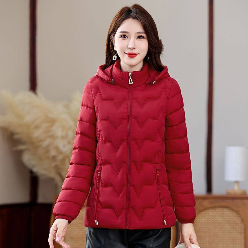 2024中老年妈妈羽绒棉服女时尚宽松大码棉袄休闲百搭连帽保暖棉衣