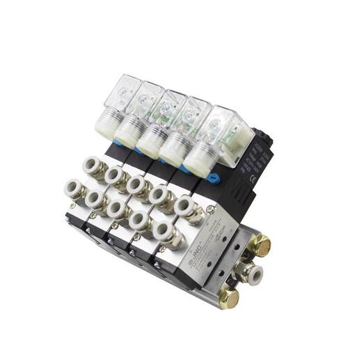 热销亚德客型气动气缸24V电磁控制阀组4V210-08汇流板底座阀岛电